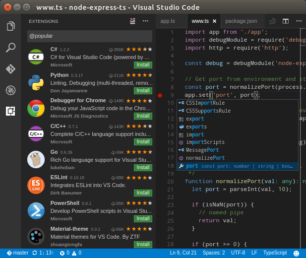 visual studio code editor package.